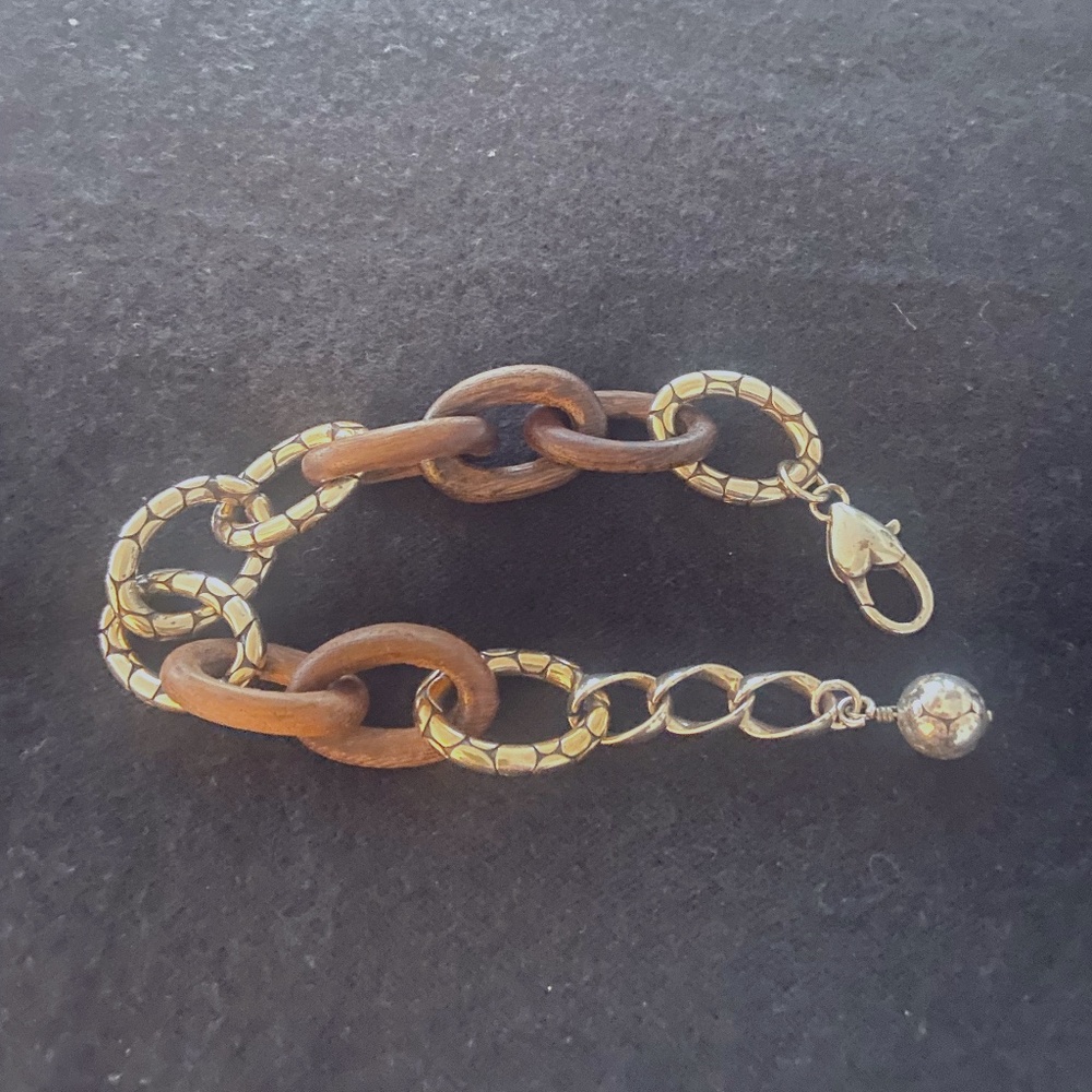 Silver and Wood John Hardy Lookalike Link Bracelet